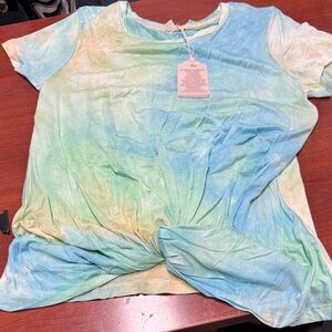 Hem & thread tie dye tee M // 021204